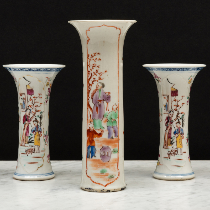 Appraisal: Group of Three Small Chinese Export Famille Rose Porcelain Beaker