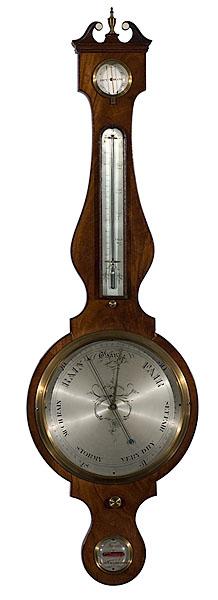 Appraisal: ENGLISH MAHOGANY WHEEL BAROMETER C TARELLI NORTHAMPTON ca with swan