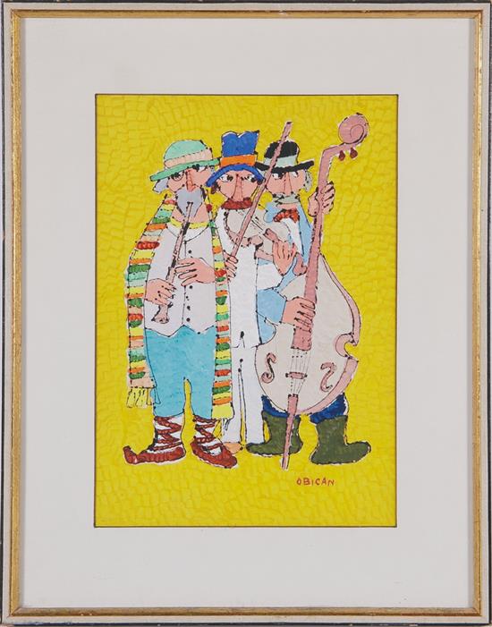 Appraisal: Jovan Obican Croatian French - two works MUSICIANS and FIGURE