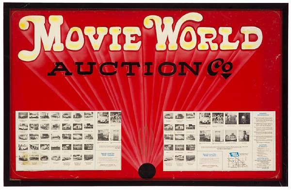 Appraisal: A Movie World Auction sign includes two auction brochures hand