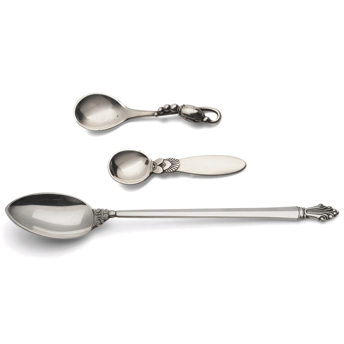 Appraisal: Georg Jensen iced tea spoon and two salt spoons all