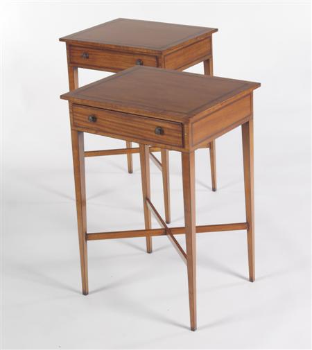 Appraisal: A pair of Sheraton style satinwood side tables each with