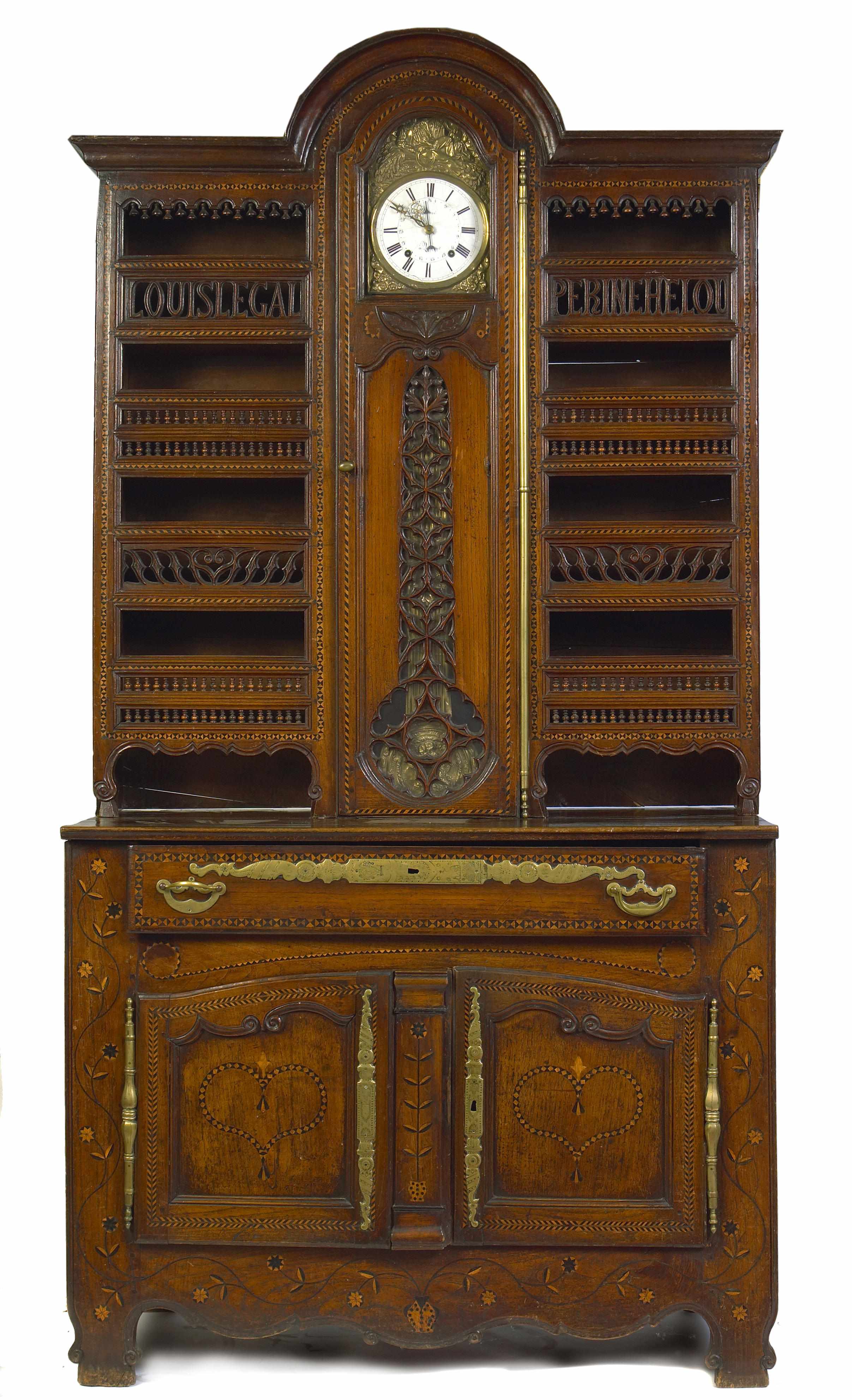 Appraisal: A Louis XV Provincial inlaid fruitwood buffet a l'heure height