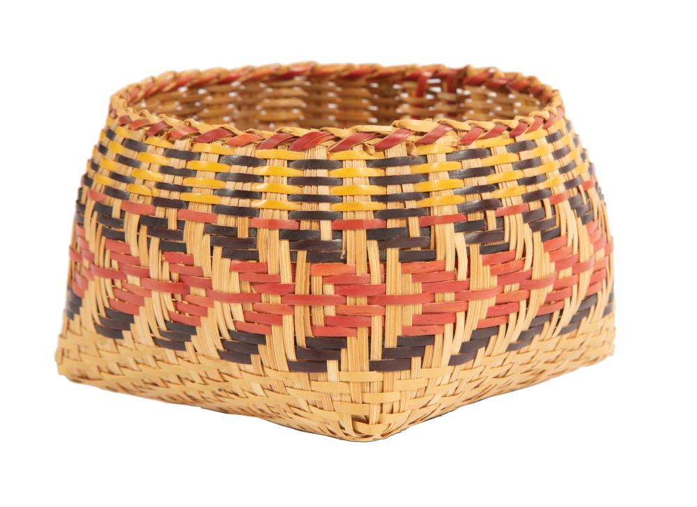 Appraisal: Chitimacha Single Weave Rivercane Basket early-to-mid th c Fishbone pattern