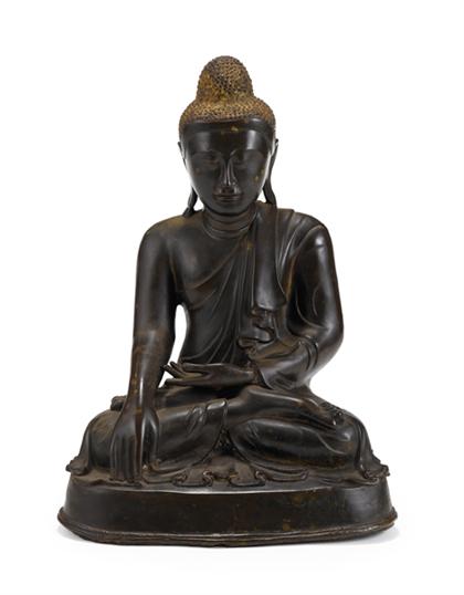 Appraisal: Good Thai bronze model of Shakyamuni th century Seated in