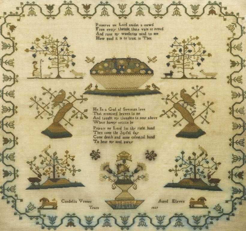 Appraisal: A GEORGE IV SAMPLER worked by Cordelia Vennes aged eleven