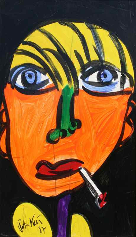 Appraisal: KIEL Peter German - ''Smoker'' Oil Masonite '' x ''