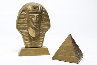 Appraisal: Gilt Brass Egyptian Tourist Articles A standing image of Tutankhamun's