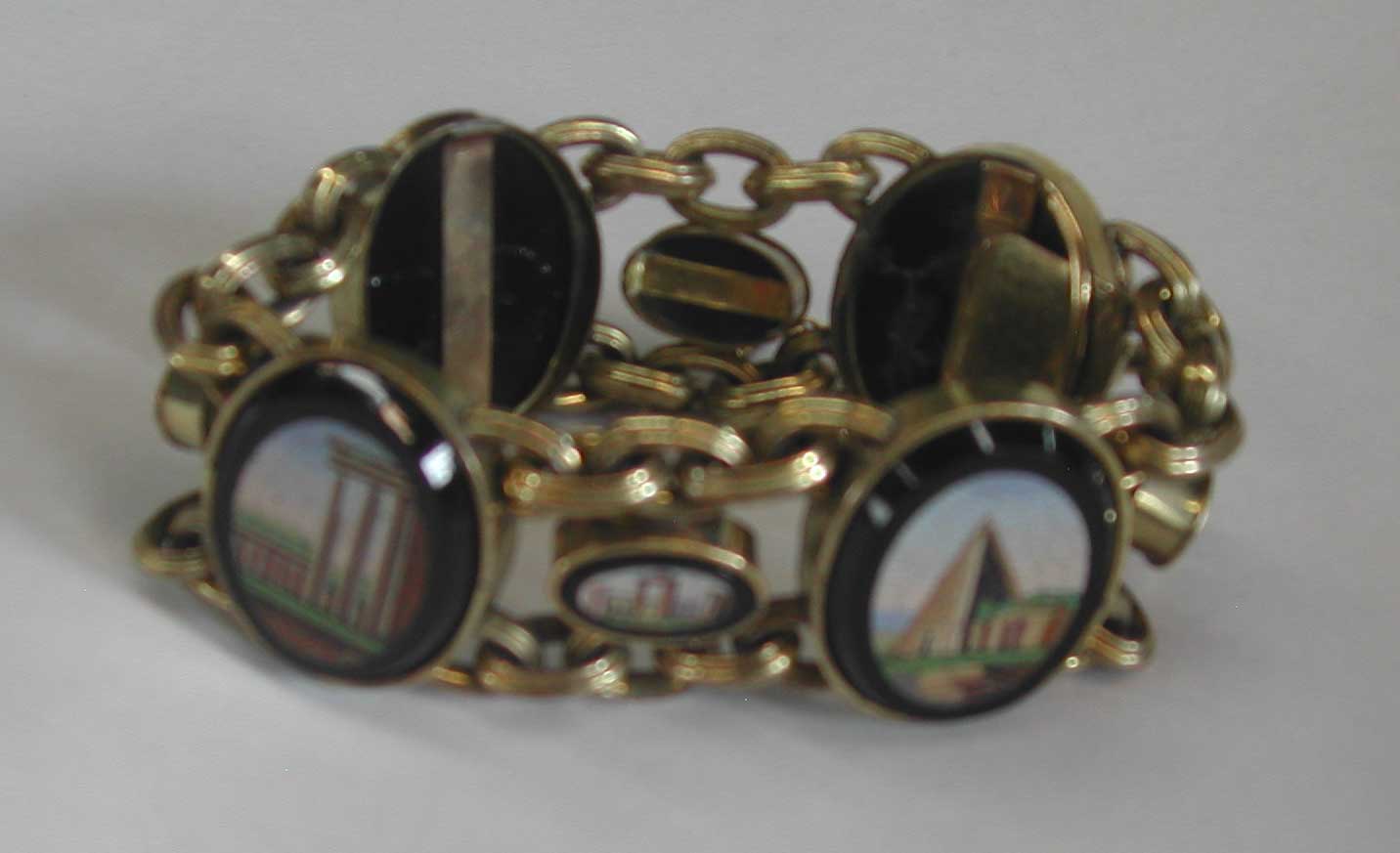 Appraisal: Antique Italian Gold-Filled Micro-Mosaic Bracelet composed of four large and