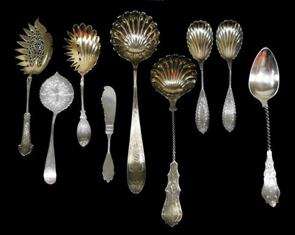 Appraisal: AMERICAN SILVER Nine elaborate serving pieces by Gorham James Watts