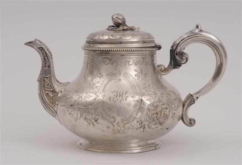 Appraisal: VICTORIAN PRESENTATION SILVER TEAPOT Martin and Hall Sheffield of squat