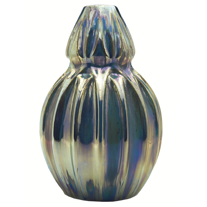 Appraisal: Rambervillers vase double gourd shape covered in a blue and