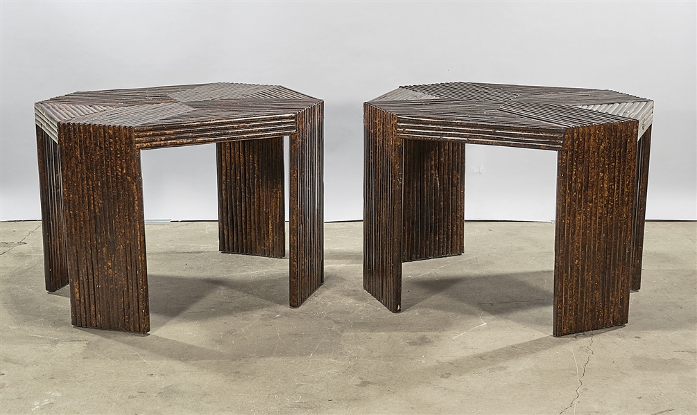 Appraisal: Pair of bamboo octagonal tables x x each approx Condition