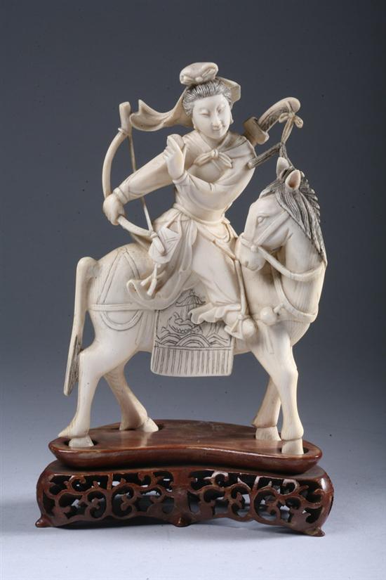 Appraisal: CHINESE IVORY EQUESTRIAN GROUP - in high PROVENANCE Private Collection