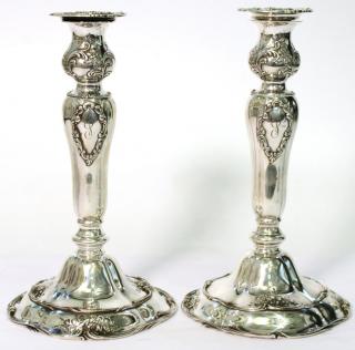 Appraisal: Pair of Gorham Sterling Weighted Candlesticks Early th century Rococo