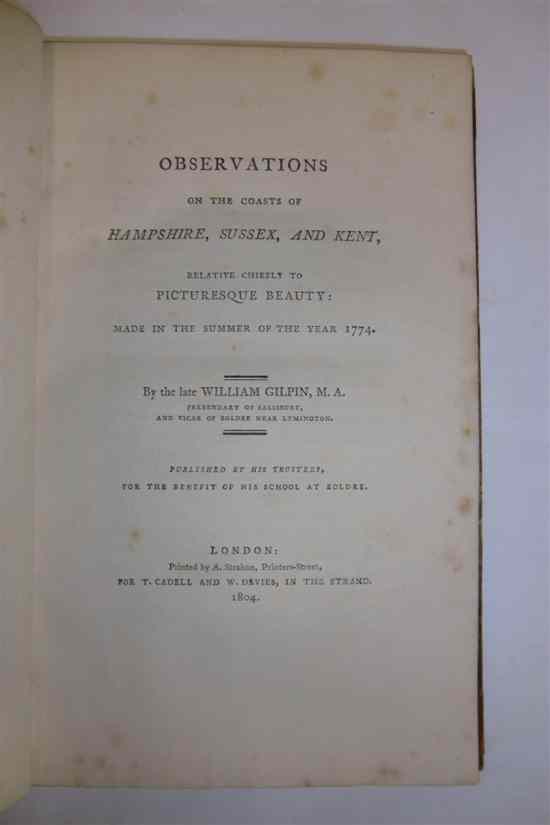 Appraisal: GILPIN W OBSERVATIONS ON THE COAST OF HAMPSHIRE SUSSEX AND