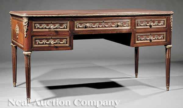 Appraisal: A Louis XVI-Style Mahogany and Bronze-Mounted Bureau Plat th c