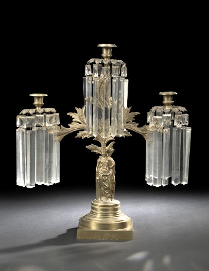 Appraisal: Good Anglo-American Gilt-Brass Athena Three-Light Girandole third quarter th century