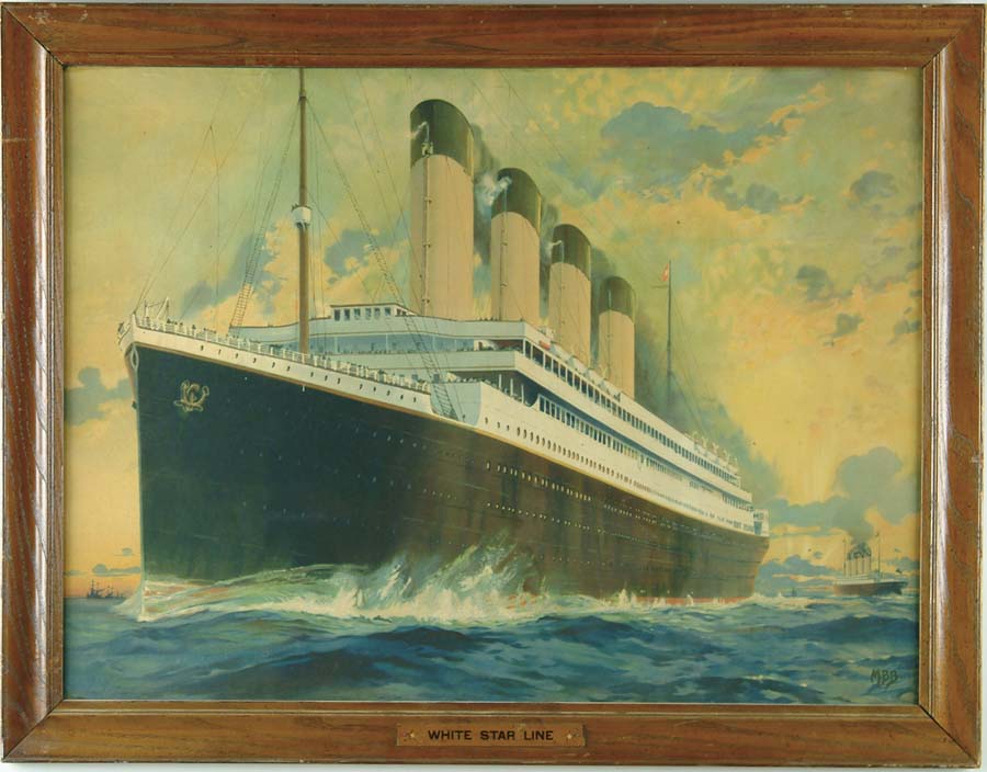 Appraisal: WHITE STAR LINE OLYMPIC TITANIC STEAMSHIP LITHO Rare illustration by