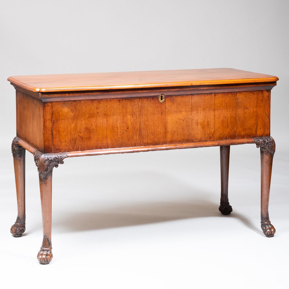 Appraisal: Rare Irish George II Carved Mahogany Coffer on Stand The