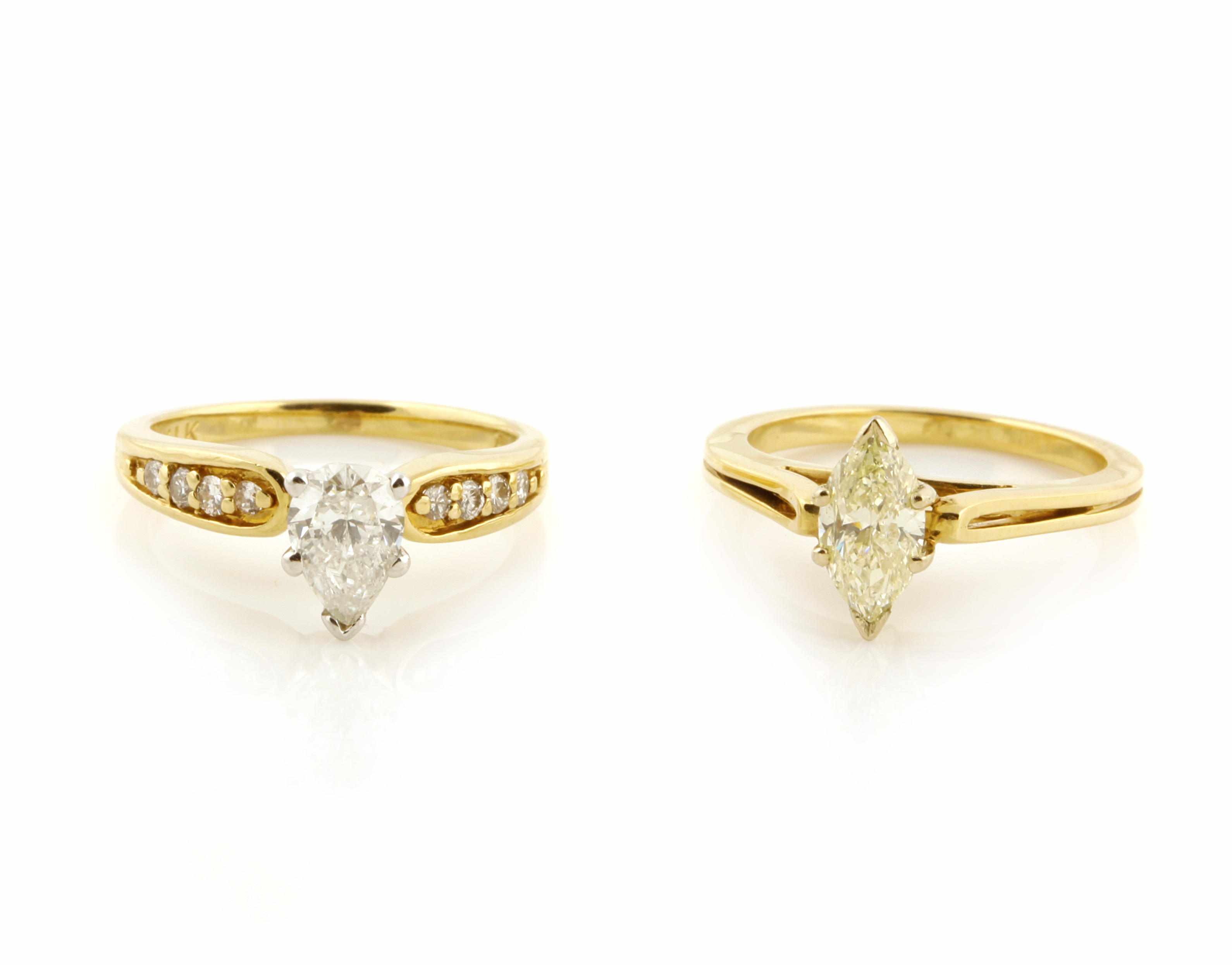 Appraisal: A collection of two diamond and k gold rings set