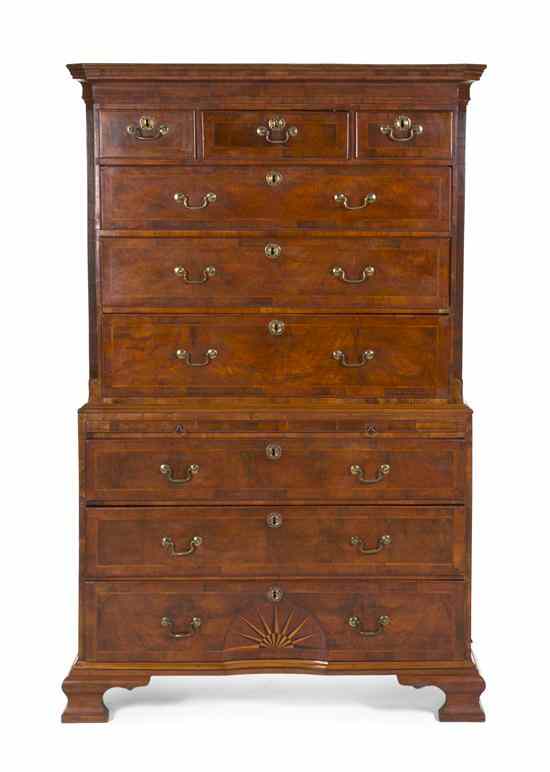 Appraisal: A George II Style Burr Walnut Chest on Chest having