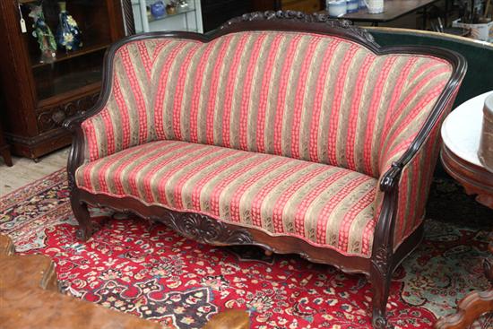 Appraisal: SETTEE Floral and shell carved frame with alternating tan and