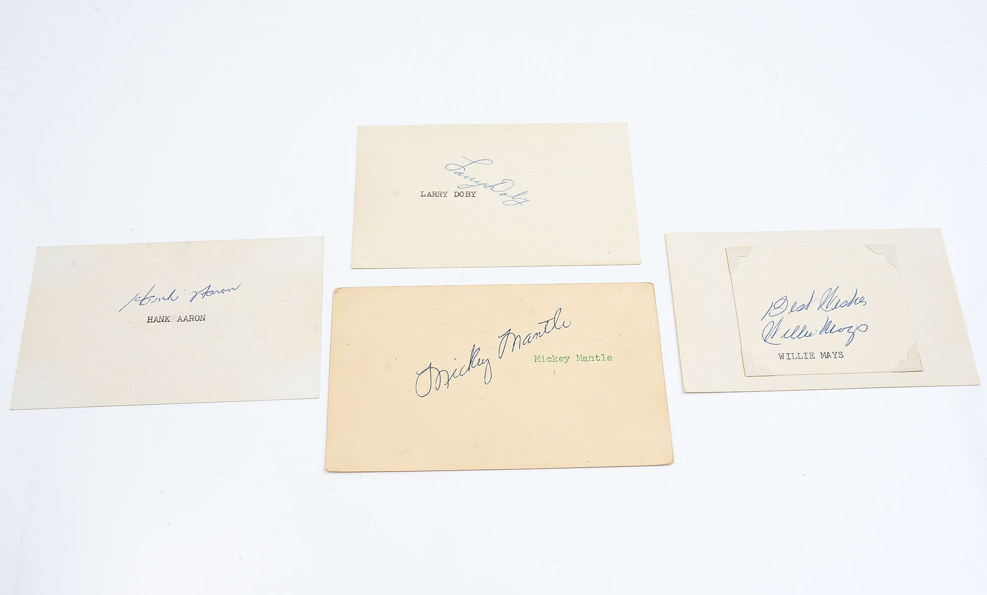 Appraisal: LOT OF FOUR PREMIER MAJOR LEAGUE BASEBALL PLAYER AUTOGRAPHS Hank