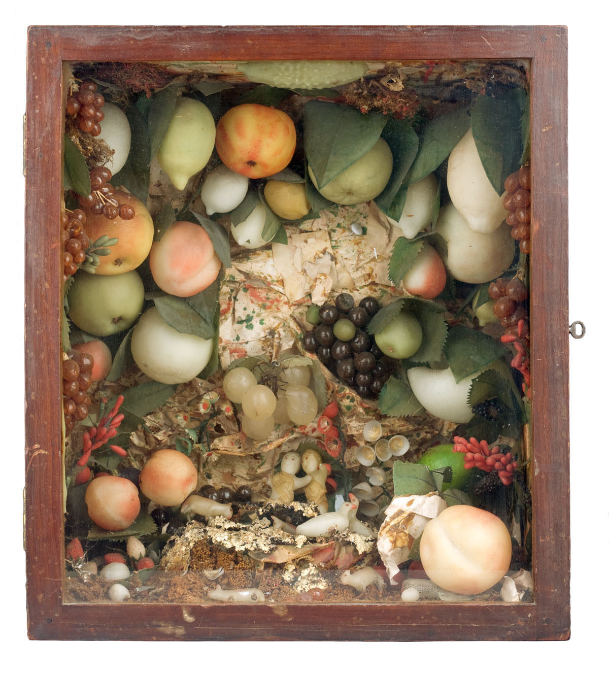 Appraisal: IMPORTANT FOLK ART SHADOW BOX WITH WAX ANIMAL FIGURES AND