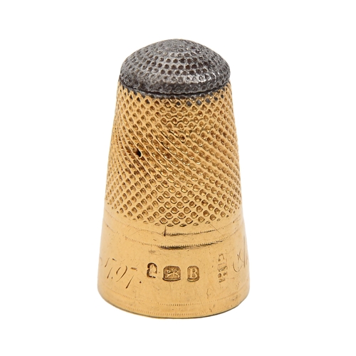 Appraisal: A George III ct gold thimble with detached steel top