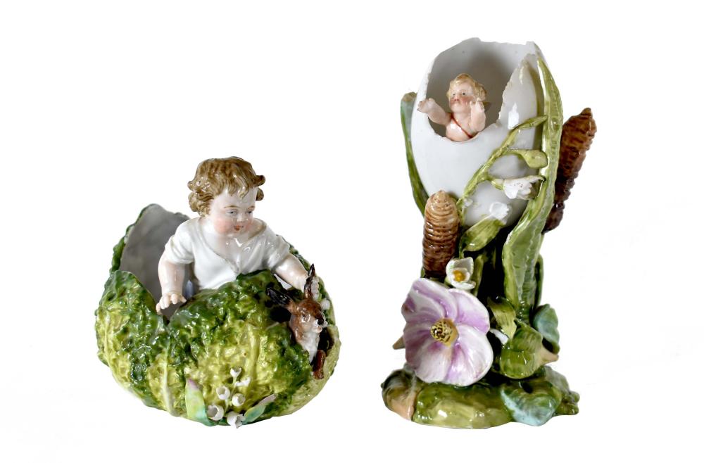 Appraisal: TWO GERMAN PORCELAIN CHILD GROUPS th Century Both marked with