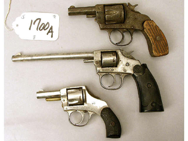 Appraisal: Collection of three antique Revolvers late th century Estimate -