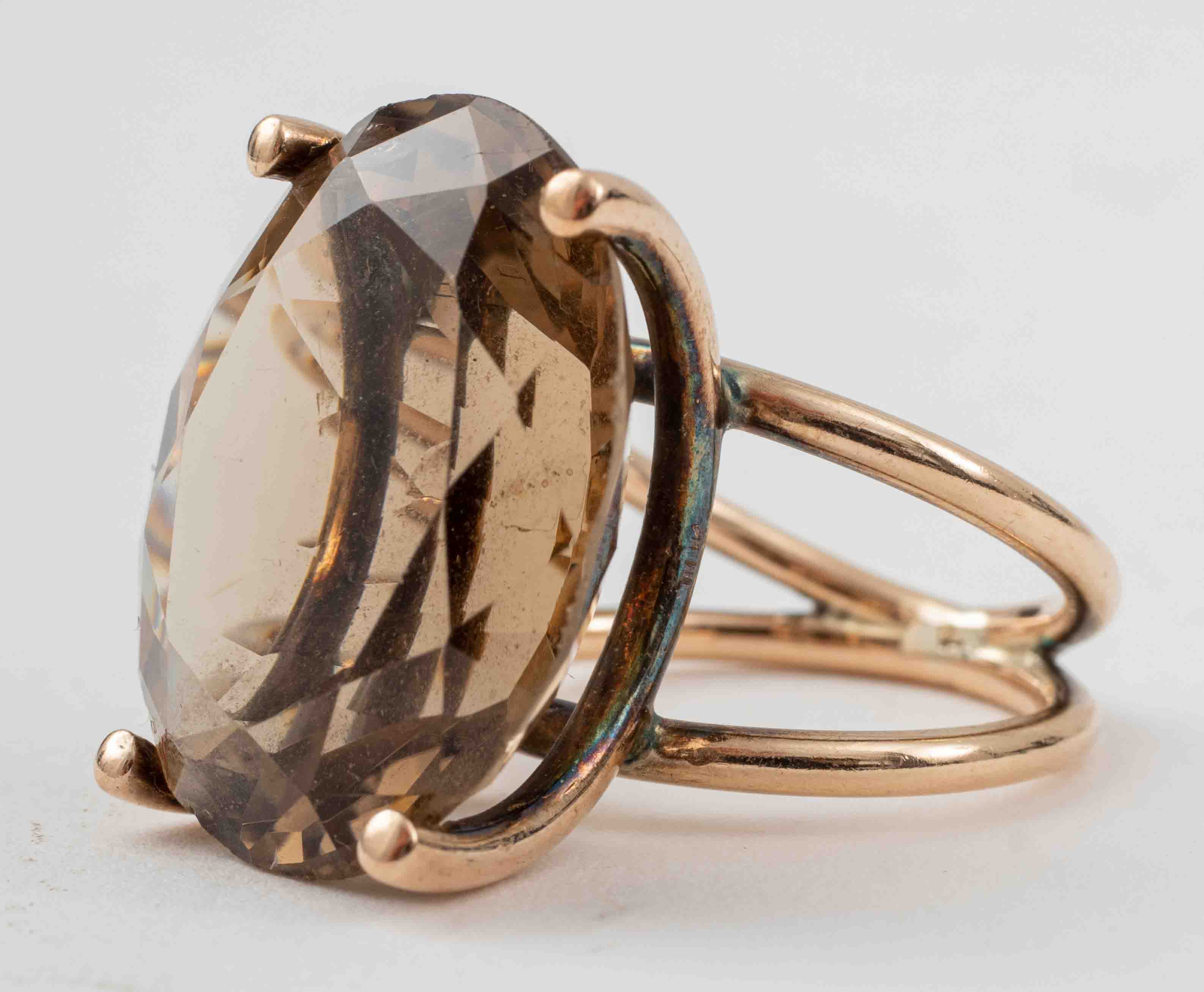 Appraisal: MID-CENTURY MODERN K ROSE GOLD SMOKY QUARTZ RING Mid-century modern