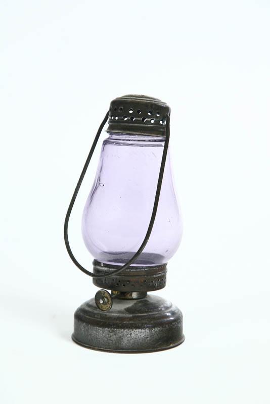 Appraisal: SKATER'S LANTERN Tin with a wire handle and amethyst globe