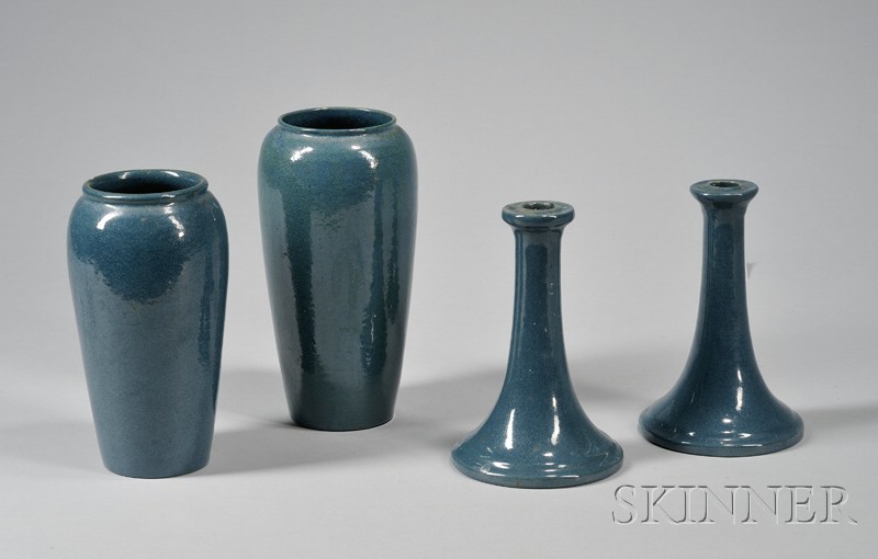 Appraisal: Four Pieces of Saturday Evening Girls Pottery two vases in