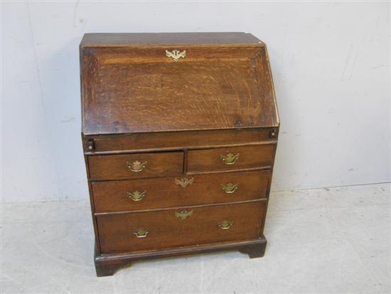 Appraisal: Early th century oak fall front bureau the Interior with