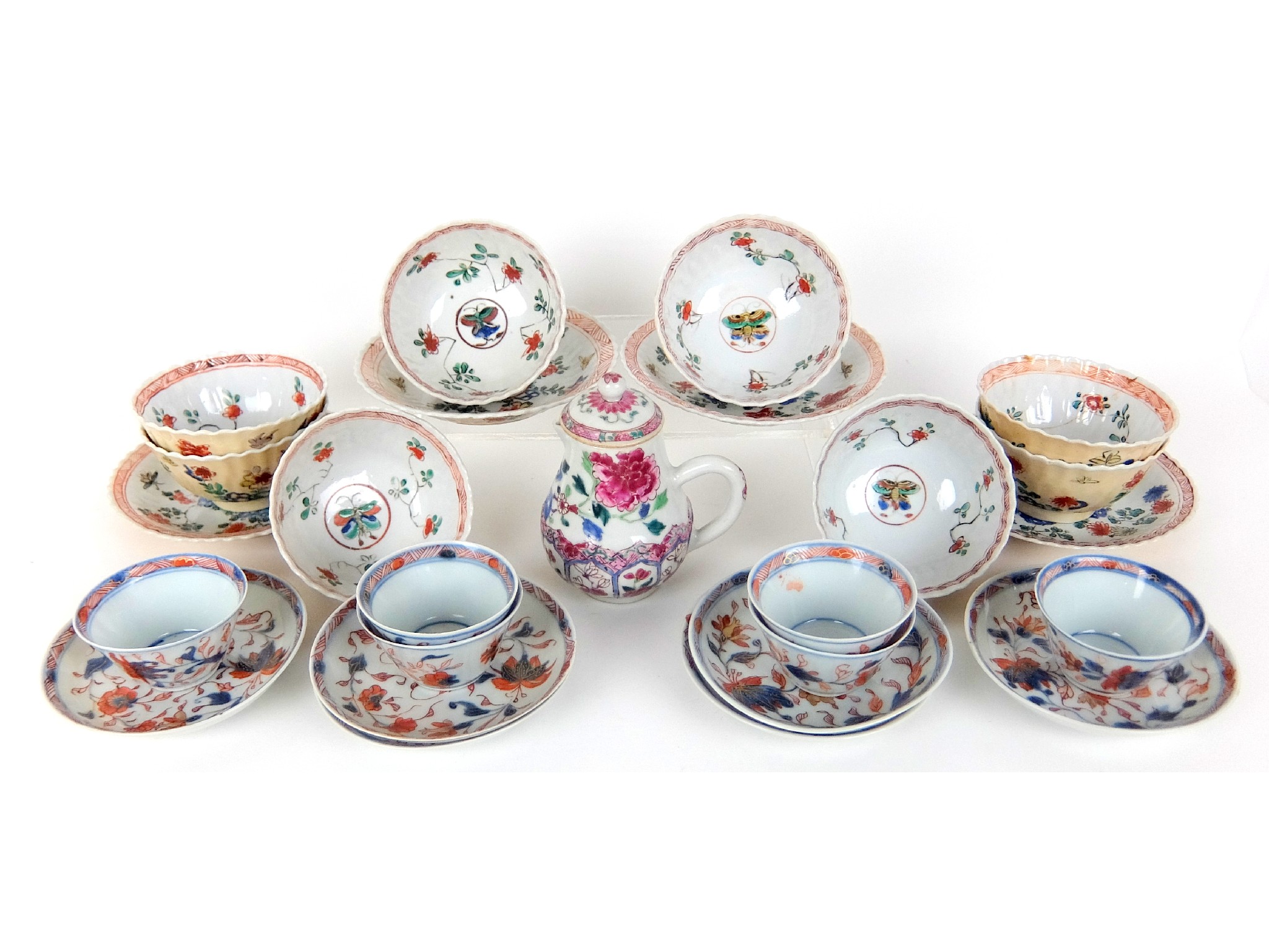 Appraisal: Eight Chinese fluted teabowls and four matching saucers painted with