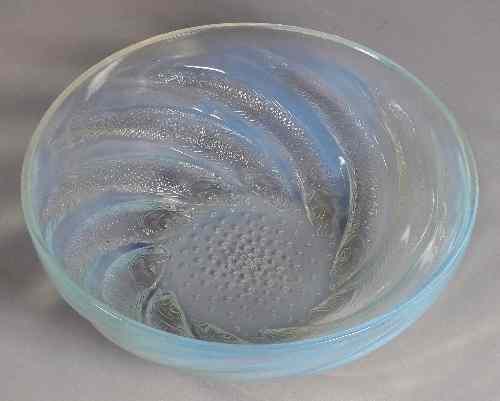 Appraisal: A 's Lalique blue opalescent glass bowl of 'Poissons' design