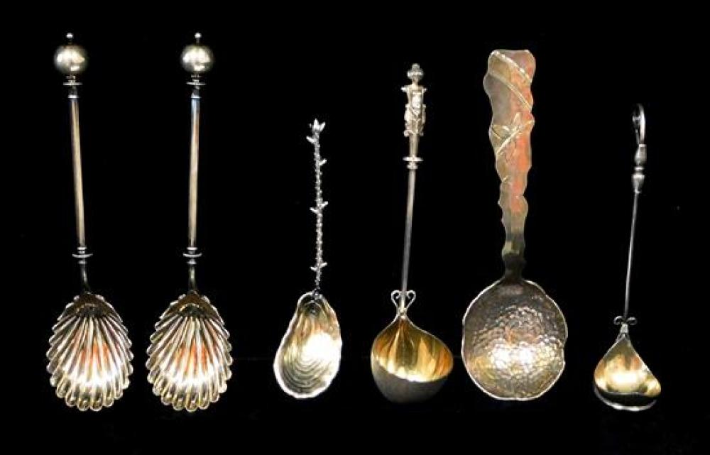 Appraisal: AMERICAN SILVER Six unusual serving pieces Gorham Wood Hughs Geo