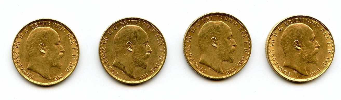 Appraisal: Australia Edward VII Sovereigns -M KM- Minor wear shows on