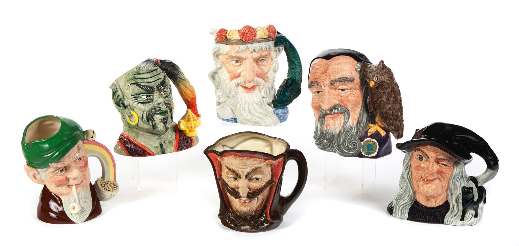 Appraisal: SIX ROYAL DOULTON CHARACTER MUGS OF MYTHICAL BEINGS England nd