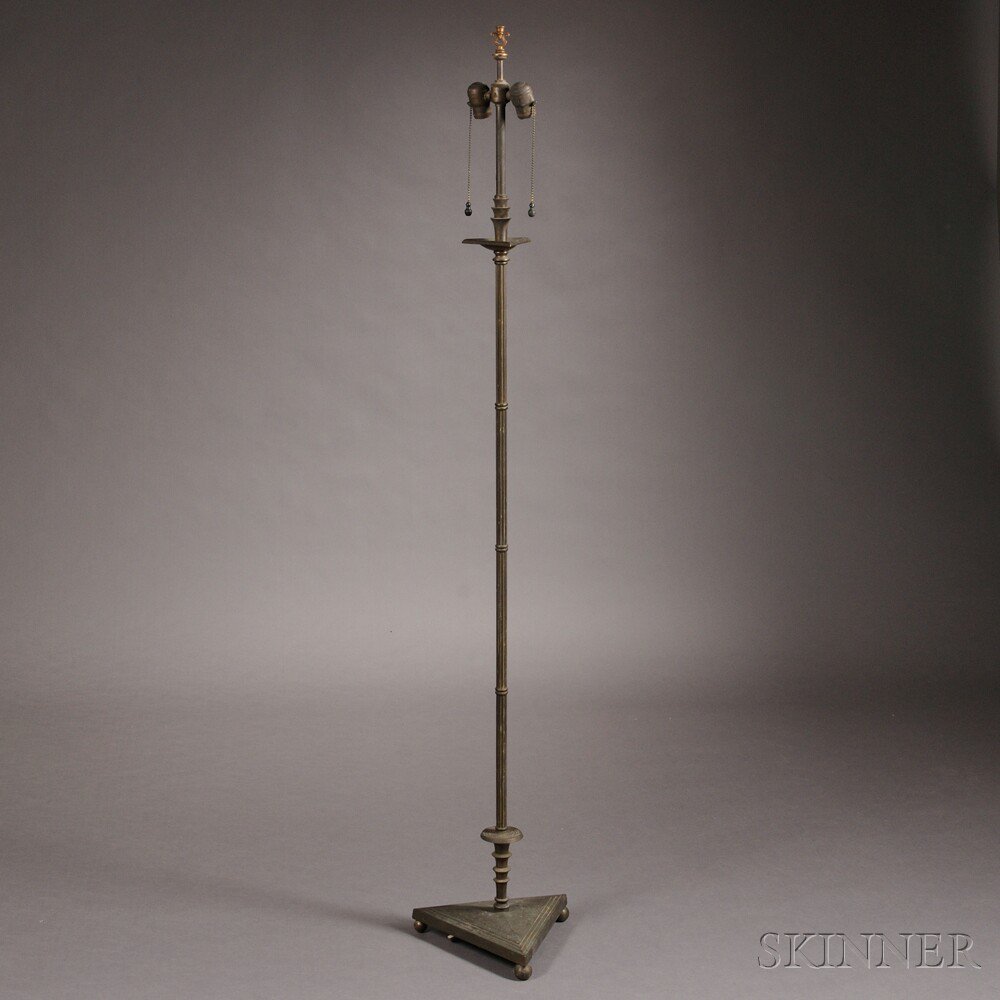 Appraisal: Art Deco Ribbed Floor Lamp Base Bronze United States s