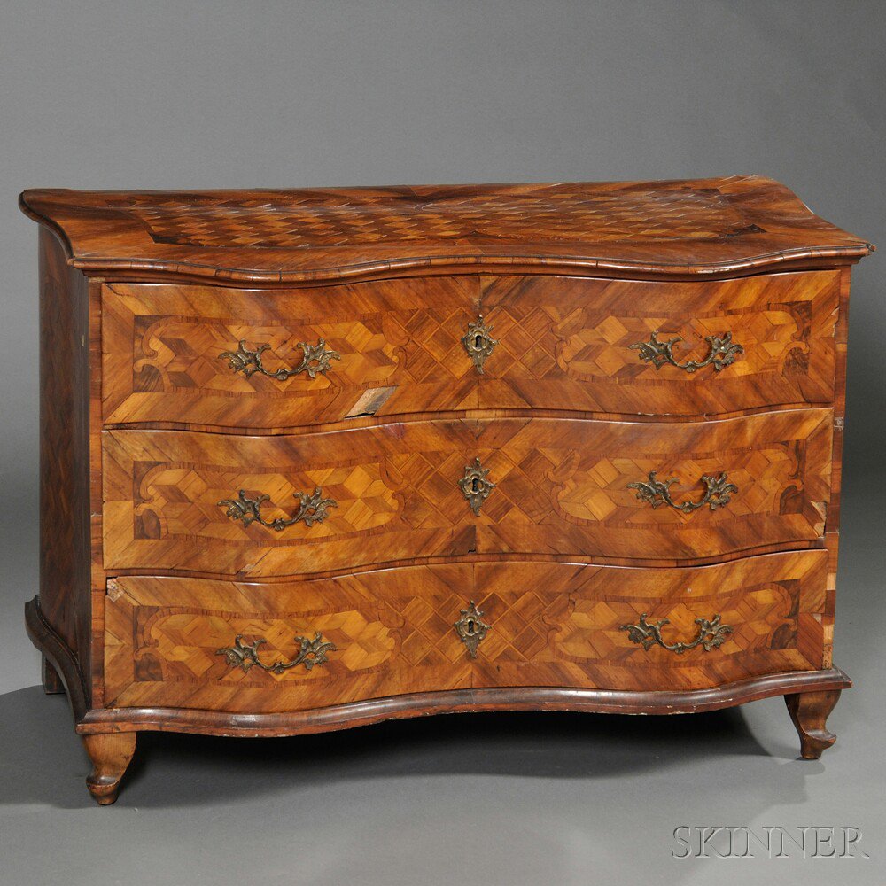 Appraisal: Baroque Parquetry and Walnut-veneer Chest of Drawers Germany th century