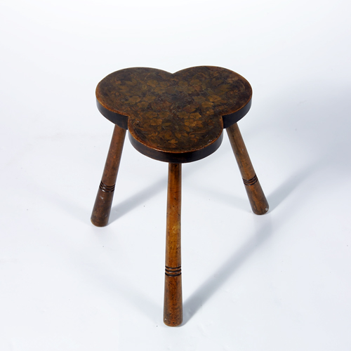 Appraisal: Stool with three legs and flower decoration x dia