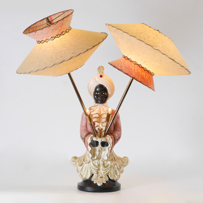 Appraisal: MID CENTURY BLACKAMOOR TABLE LAMP Ceramic figural bust of a