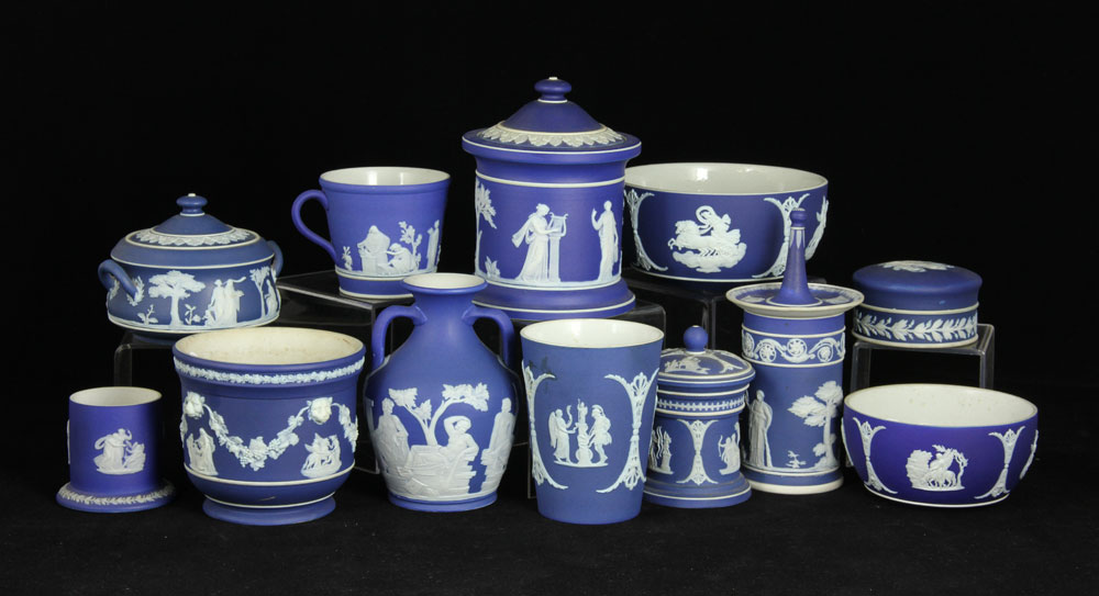 Appraisal: - Wedgewood Jasperware Items Lot of twelve blue and white