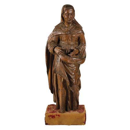 Appraisal: Continental Walnut Figure of a Saint Estimate -