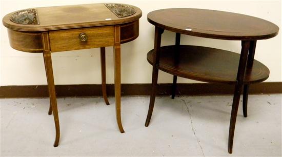 Appraisal: Oval mahogany table with string inlay '' h x ''