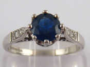 Appraisal: An carat white gold sapphire and diamond ring the sapphire