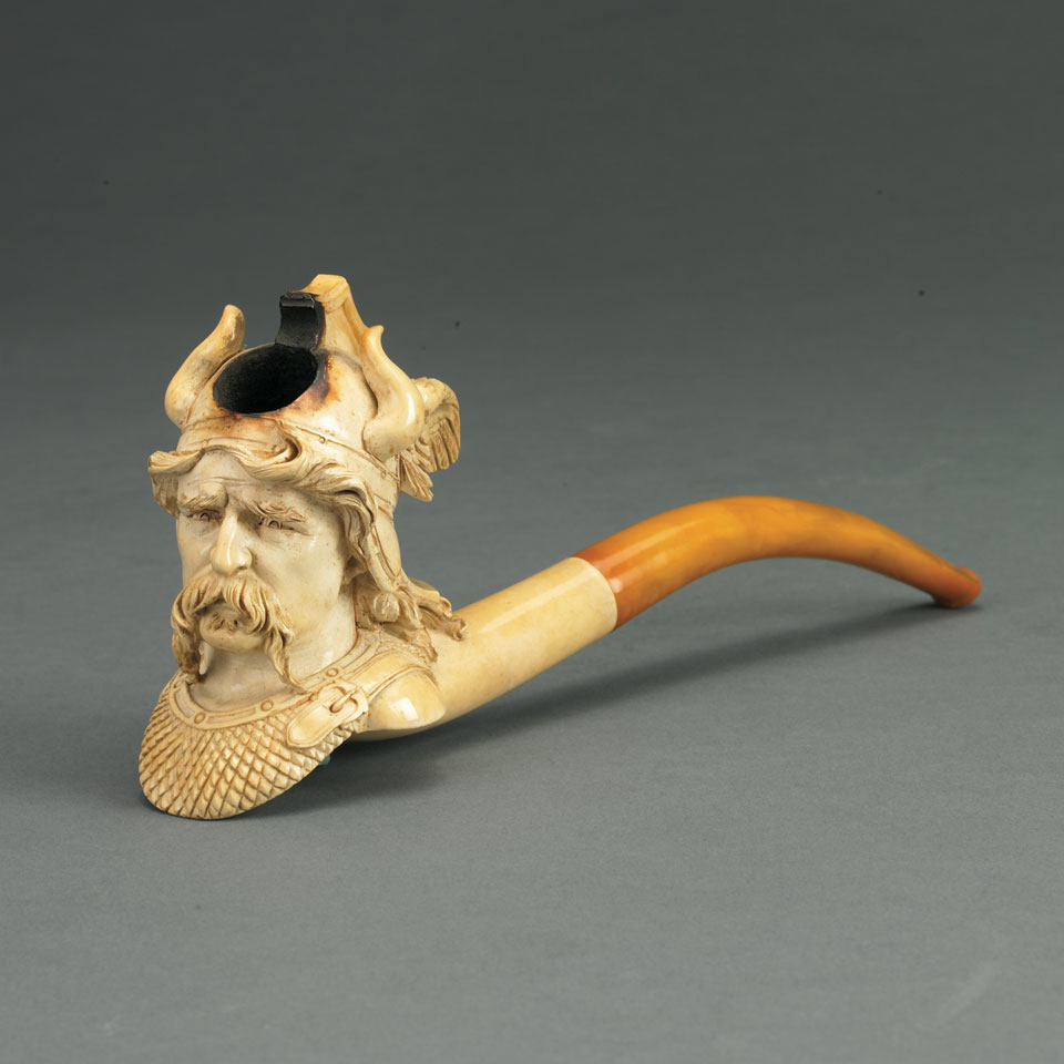 Appraisal: Carved Meerschaum Pipe Formed as a Viking Warrior s Head